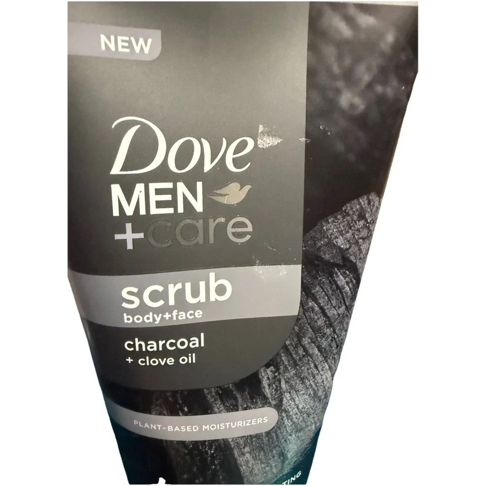 DOVE MEN + CARE Body and Face Scrub Charcoal & 9 Ounce (Pack of 1), Grey